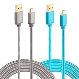 HI-CABLE Micro USB Cable 10Feet Durable Braided Fast Charging Cord for Samsung Galaxy S7 S6 Edge, LG, HTC, Android More (2 Pack) -Blue/Gray