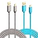 HI-CABLE Micro USB Cable 10Feet Durable Braided Fast Charging Cord for Samsung Galaxy S7 S6 Edge, LG, HTC, Android More (2 Pack) -Blue/Gray