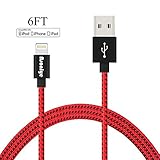 Asonlye Charger Cable, Charging Cord 6FT Nylon Braided 8 Pin Lightning to USB Cables for Apple iPhone 7 7 Plus 6s 6s Plus 6 6 plus 5s 5c 5 iPad Air iPad mini iPod ( Red and Black) 1 Pack