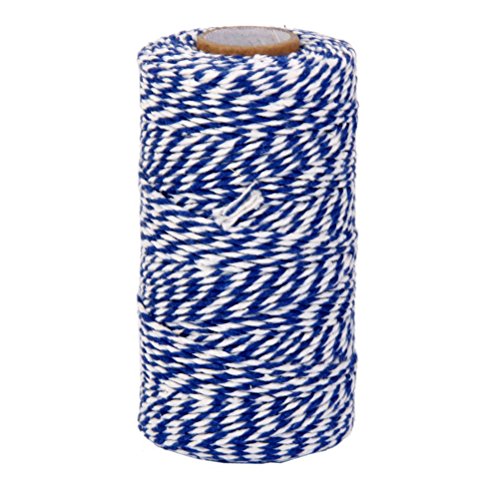 Fenical Cotton Twine Kitchen String Cooking Twine Bakers Twine 100M (Navy Blue White)