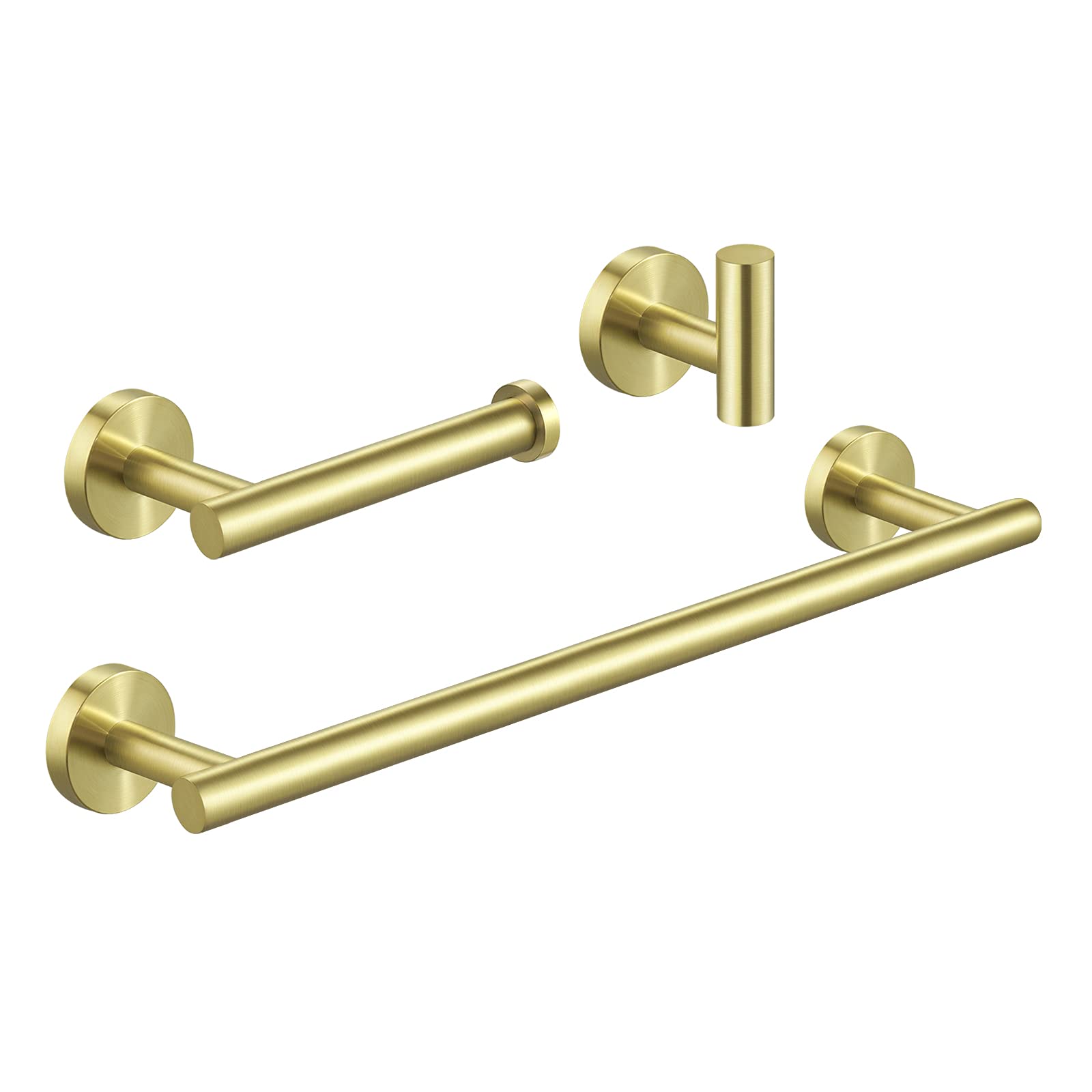 Photo 1 of KES Bathroom Hardware Set SUS 304 Stainless Steel 3-Pieces 16 Inch Towel Bar Toilet Paper Holder Towel Hook Brushed Gold Finish, LA20BZ-32