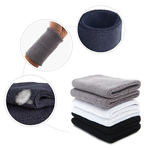 HBY 3 Pairs Long Athletic Thick Cotton Wristband Sweatband for Sports