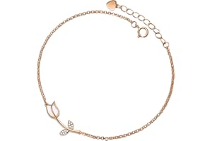 PERIMADE Opal Tulip Anklets Solid 925 Sterling Silver Cubic Zirconia Flower Charm Ankle Bracelet Dainty Non Tarnish Jewelry G