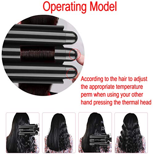 Curling Iron 3 Barrel Hair Waver Iron Black Jumbo Hair Crimper Beach