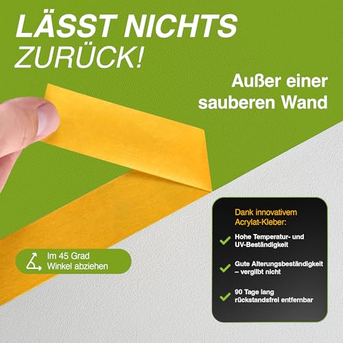 Colorus 3 x Profi Maler-Goldband Soft Tape | Maler Abklebeband 50 mm x 50 m UV beständig | Klebeband für gestochen scharfe Farbkante | Lackierband Lackier-Klebeband Lack-Abdeckband 4