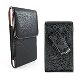 iPhone 7 Plus / 6S Plus / 6 Plus [5.5'' screen] Pouch Case XXL Large Size Black Vertical Pouch Holster Leather Soft Sleeve Case with Built In Swivel Belt Clip & Metal Bracket (Fits Phone With Hybrid protective cover / bumper / silicone skin case) + AIScell Brand Cleaning Cloth For Apple iPhone 7 Plus / 6S Plus / 6 Plus {5.5'' Version}