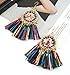 HSWE Colorful Tassel Earrings Statement Drop Earrings for Women Multicolored Threaded Wrapped Dangle Earrings (Mixcolor)