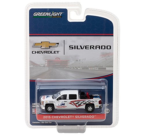 2015 Chevy Silverado Pickup Truck w/ Safety Equipment, White - Greenlight 29874 - 1/64 Scale Diecast Model Toy Car