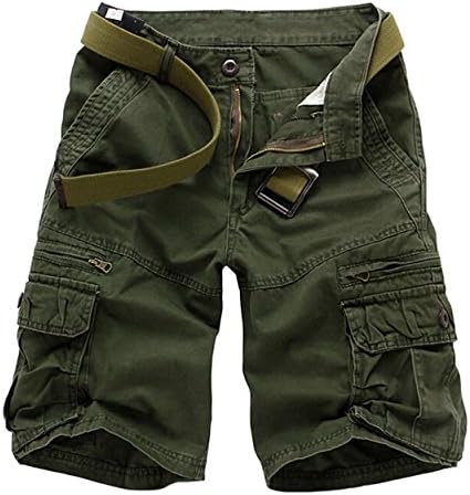 LANMWORN Men’s Multi-Pockets Casual Military Camouflage Cargo Shorts Pants,Summer Cotton Loose Outdoor Sport Army Camo Leopard Trousers 29-38.(Without Belt)