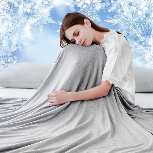 Luxear Cooling Blanket for Summer, Blanket with Cold Feeling Technology, Soft Lightweight Blanket for Sofa, Armchair, Adult, Baby, Child, Dog, Travel, Car, 220 x 240 cm, Grey