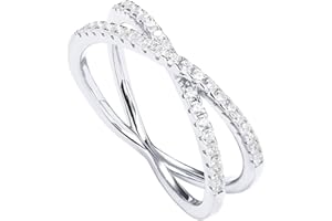 PAVOI 14K Gold Plated X Ring Simulated Diamond CZ Criss Cross Ring for Women