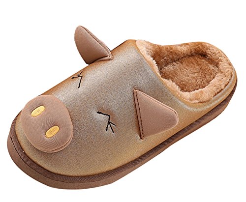 Icegrey Mädchen Jungen Warme Hausschuhe Karikatur Schwein Innen Warm Fleece Haus Hausschuhe Fuzzy Plüsch Schlafzimmer Schuhe Braun 21