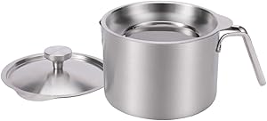 Sumerflos Bacon Grease Container with Fine Mesh Strainer - 2L/2.2Qt Stainless Steel Large Oil Storage Pot Grease Keeper with Dust-Proof Lid for Used Cooking Oil, Kitchen Cooking or Frying Oil