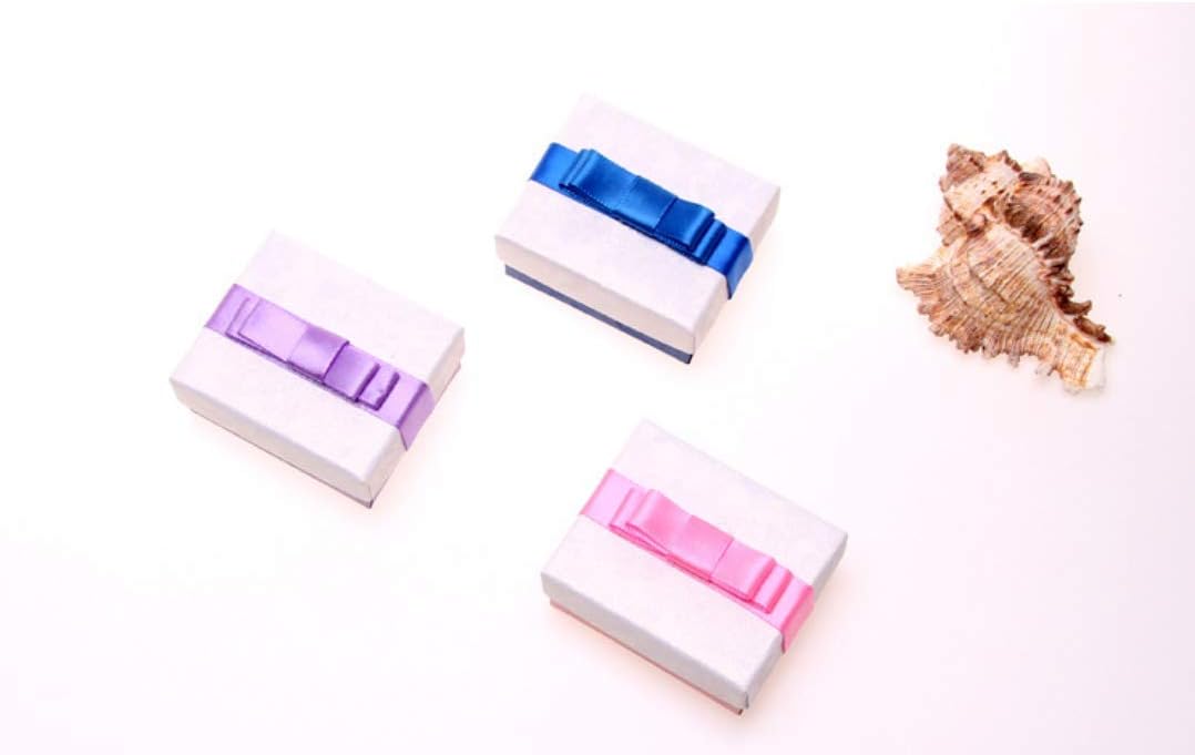 Exquisite Jewelry Small Box Ring Earrings Box high-Grade Bow Pendant Box Purple