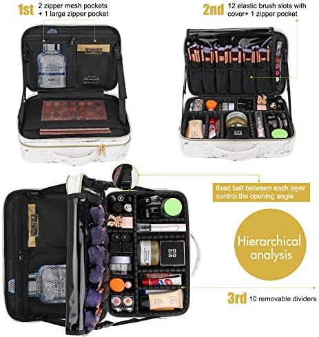 Relavel Marble Makeup Bag Small Cosmeticbag Travel Train Case Portable Cosmetic Artist Storage Bag with Adjustable Dividers for Cosmetics Makeup Brushes (Marble White) 7 Relavel Marble Makeup Bag Small Cosmeticbag Travel Train Case Portable Cosmetic Artist Storage Bag with Adjustable Dividers for Cosmetics Makeup Brushes (Marble White)