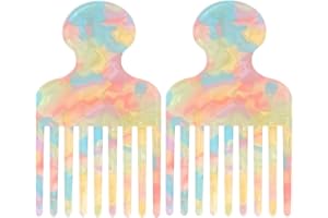 2pcs Hair Pick Comb 4.72 Inch Curly Hair Picks Long Wide Tooth Volume Comb for Curls Afro Smooth Sturdy Detangling Lift Combs