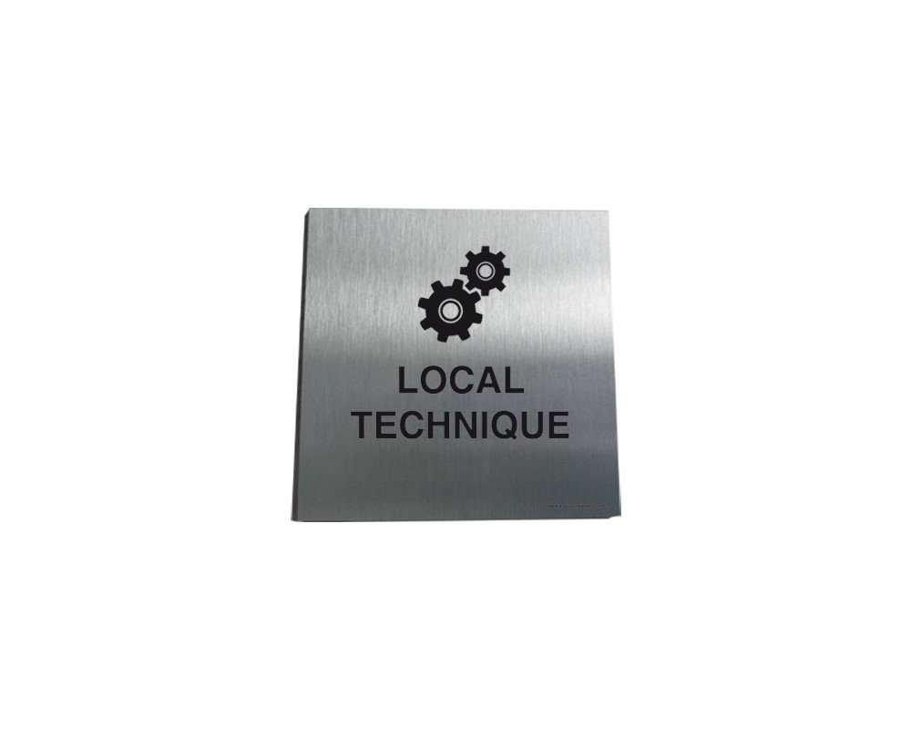 AUA SIGNALETIQUE - Plaque Alu Brossé Local Techniques 02-130x130 mm