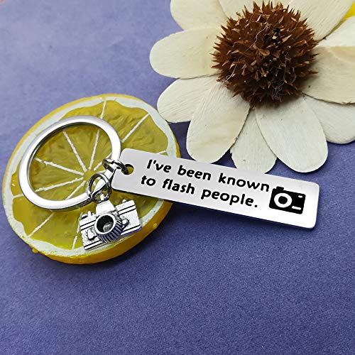 Photographer Inspirational Keychains Camera Charm Gift Wanderlust Gift for Photographer Lover Keyring - I've been known to flash people. I Love Photography