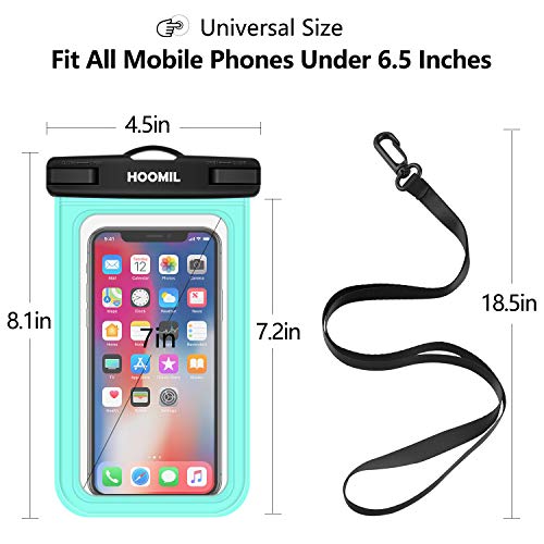 HOOMIL Universal Waterproof Cell Phone Case Pouch IPX8 Dry Bag for Samsung Galaxy Note 10 5G /9/A20/A10/A50/A70 up to 6.5-inch, Underwater Case for Pools Beach Kayaking Travel 2 Pack (Black, Green)