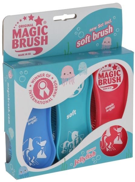 Kerbl Original Magic Brush Set Horse Brush Horse Care Massage Brush Jellyfish Set of 3