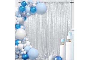 TRLYC New Year Sequin Silver Curtains, Select You Size, 4FT*8FT Sparkly Silver Sequin Fabric Photography Backdrop, Best Wedding/Home/Party Fashion Decoration