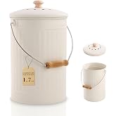 1.7 Gal Kitchen Compost Bin with Smell Proof Lid,Odorless Bin for Indoor Countertop,100% Rust Proof Compost Bucket with Non-Smell Charcoal Filter,Easy Cleaning and Looks Great On Any Kitchen Counter
