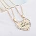 Ximei Two Tones Available BFF Best Friend 2 Pieces Heart Split Puzzle Pendant Necklace (Gold-Plated-Base)