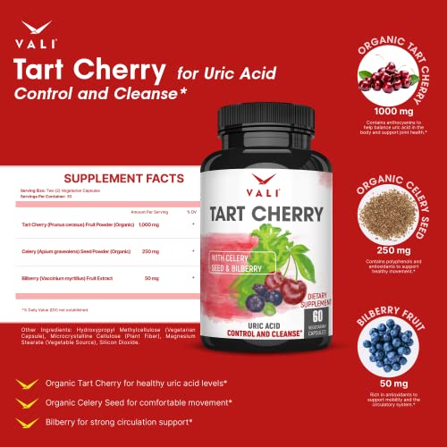 VALI Tart Cherry Uric Acid Cleanse. Organic Cherry Concentrate, Organic