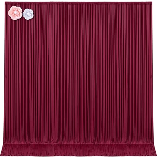 10x12 Burgunderrote Hintergrundvorhänge für Hochzeitsparty, knitterfreie Hintergrundvorhänge, Vorhangbespannungen, Stoffdekorationen, Weinrotes Fotohi