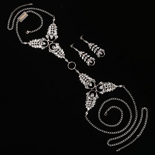 Holylove Statement Body Necklace Earrings White Jewelry Set With Color Box-HLN0004E-White
