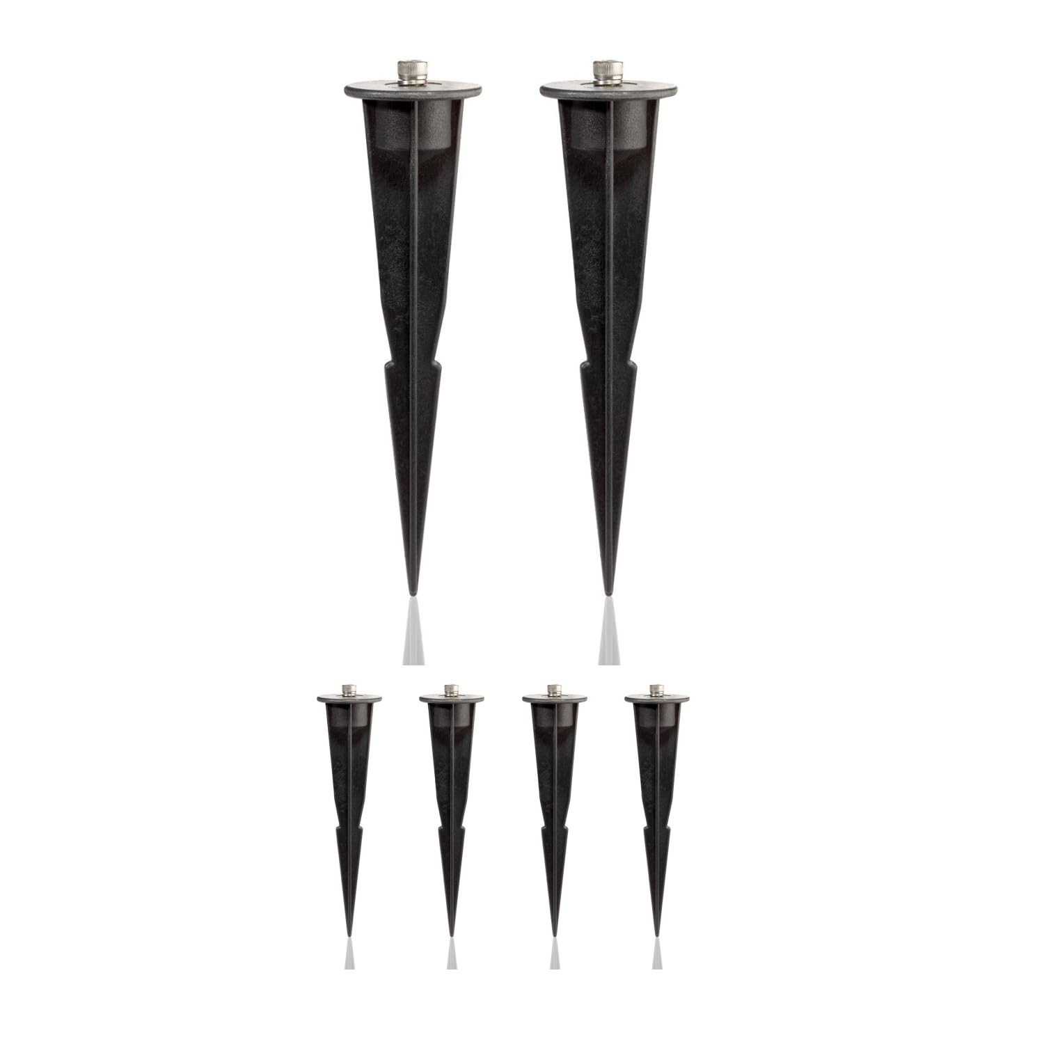 ledscom.de 6 Pieces Garden Ground Spike for Garden Lights, Black, 17cm, 45mm ⌀