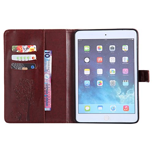 iPad Mini 2 Mini 3 Case, LittleMax(TM) Lightweight PU Leather Flip Stand Embossed Cat & Tree Case Smart Cover with Auto Wake/Sleep for Apple iPad Mini 3/2/1 [One Free Stylus Pen]-#2 Coffee - Thumbnail 7