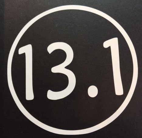 13.1 DECAL, WHITE VINYL, 5.5x5.5", RUNNER, EXERCISE, MARATHON, WINDOW, CAR, LAPTOP, COMPUTER