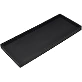 DNC Bathroom Counter Tray, 11.8" Silicone Vanity Tray, Kitchen Sink Soap Tray for Dish Holder Dispenser Countertop Toilet Tank Desk Organizer Black