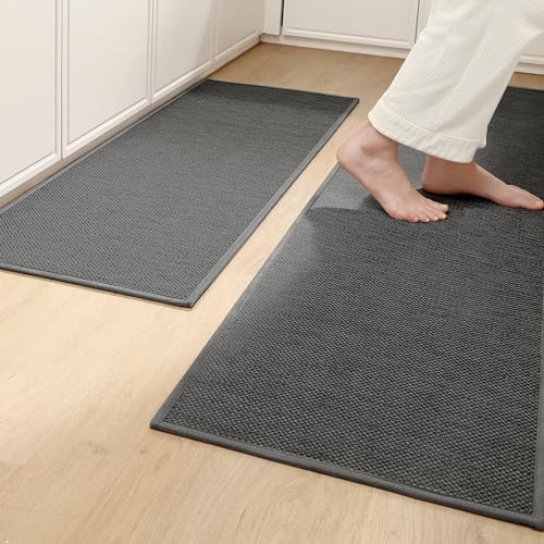 Photo 1 of Color&Geometry Kitchen Rugs and Mats Non Slip Washable, Absorbent Kitchen Mats Kitchen Runner Rug Easy to Clean Kitchen Floor Mats for in Front of Sink, Laundry Room, Hallway, 17"x29"+17"x59", Grey