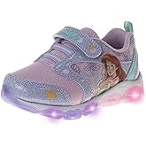 Disney Moana Tangled Little Mermaid Sneakers for Girls Princess Ariel Moana Rapunzel - Laceless Running LED Light Up Shoes (Sizes: 6-10 Toddler / 11-12 Little Kids)