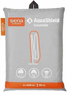 Siena Garden D41181 AquaShield Ampelschirmschutzhülle, silber-grau, mit Active Air System, 250x60x255cm