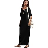 Verdusa Women's Short Sleeve Loose Long Maxi Lounge Dress with Pockets
