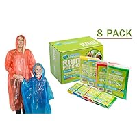 Lingito Rain Poncho Family Pack: Extra Thick -Disposable Emergency Rain Ponchos for Men, Women and Teens, Children (8pack)