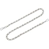 uxcell Purse Chain Strap, 32" Leather Iron Flat Chain Strap Handbag Chains Purse Straps for Shoulder Bags Replacement Strap (Beige Strap + Silver Chain)