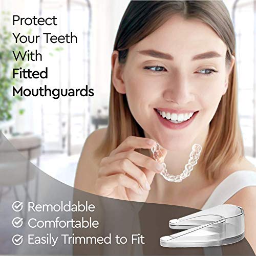 Professional Mouth Guard For Grinding Teeth, Thin Fit, 4 Pieces Mouthguard, Moldable Night Guards For Teeth Grinding, Night Guard Eliminates Bruxism & Teeth Clenching, Antibacterial Dental Guard Case