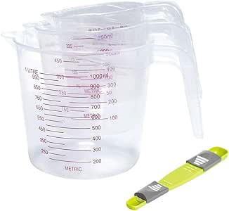 NUTRIUPS Juego de 3 Jarras Medidoras de Plástico de Grado Alimenticio