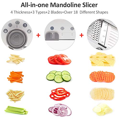 18 Types Adjustable Mandoline Slicer Stainless Steel Manual Cutter Vegetable Grater Julienne Slicer Fruit Waffle Kitchen Potato Cutter White