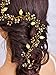 Yean Leaf Bride Wedding Headband Gold Bridal Hair Accessories Rhinestones Headpiece for Women and Girls