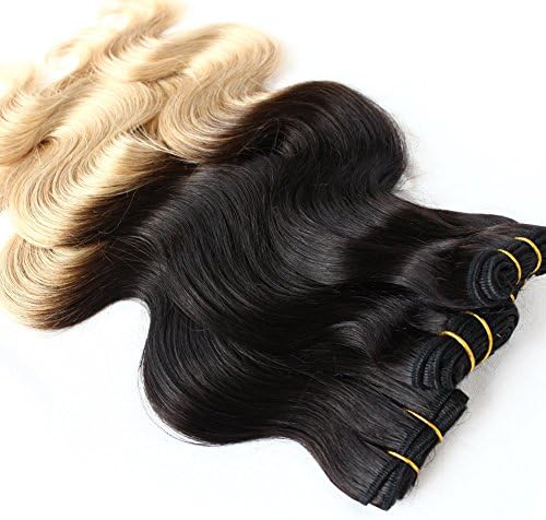 GoldRose Beauty 20" 20" 20"Grade 7A Brazilian Remy Virgin Hair Body Wave Ombre Hair Weft Two-tone Color #1B/27,Pack of 3 Bundles