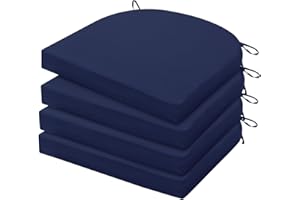 HARBOREST Outdoor Chair Cushions Set of 4, Water Resistant Patio Chair Cushions with Ties, Outdoor Seat Cushions for Patio Furniture, 17"x16"x2", Navy
