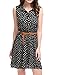 Allegra K Women's Valentine's Day Floral Printed Half Placket Knee Length Sleeveless Spring Belted Dress Medium Black-daisy