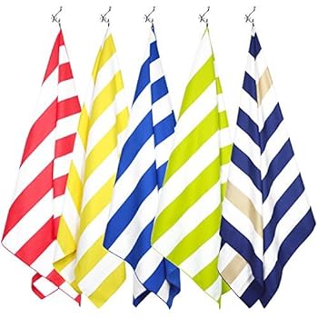 Your Choice Microfiber Beach Towel Oversized Thin Lightweight Compact Quick Drying and Sand Proof for Blanket, Deck Chair, Sun Lounger or Bath (1PC - Blue and White Stripes - Extra Large 35x 67 Inch)