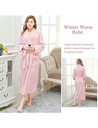 Albornoz largo para mujer de felpa, suave forro polar, bata de noche, pijama, ropa de dormir