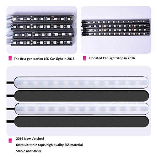 AveyLum Car LED Strip Lights USB 5V 4pcs Auto Interior Music Sync Underdash Footwell Lighting Kit RGB 5050 SMD LED Tape Light with Wireless Remote Control for Truck Jeep Motorcycle TV Home Deco